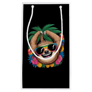 Kawaii Tropical Sloth – Cute Summer Vibes Rainbow Small Gift Bag
