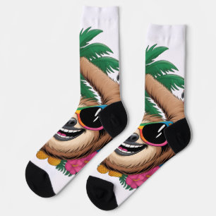 Kawaii Tropical Sloth – Cute Summer Vibes Rainbow Socks
