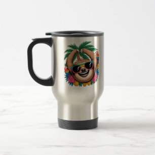Kawaii Tropical Sloth – Cute Summer Vibes Rainbow Travel Mug