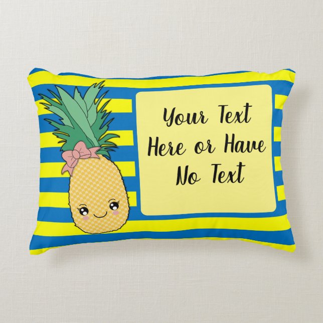 Kawaii Tropical Summer Pineapple Fruit Food Themed Accent Pillow (Front)