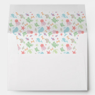 Kawaii Under the Sea Baby Shower Neutral Pastel Envelope