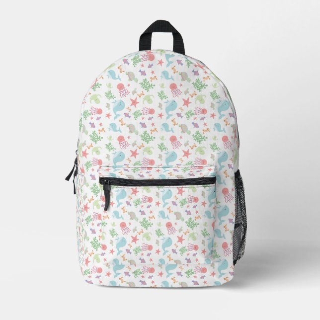 Kawaii Under the Sea Baby Shower Neutral Pastel   Printed Backpack (Front)