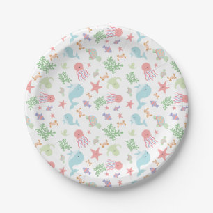 Kawaii Under the Sea Baby Shower Pastel Ocean Paper Plate