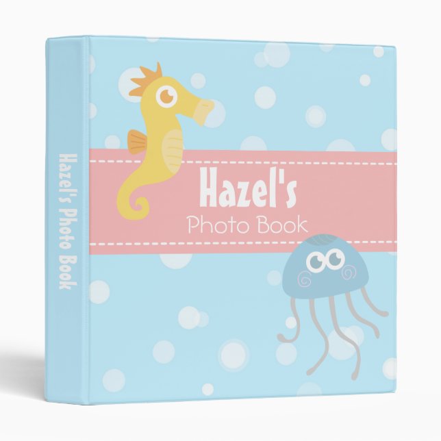 Kawaii Underwater Theme Baby Photo Album Binder (Front/Spine)