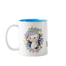 Kawaii Unicorn and Stars Cute Two-Tone Mug