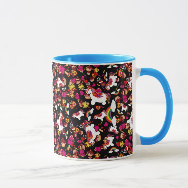 Kawaii Unicorn Cupcake Doodles Personalized Mug (Right)