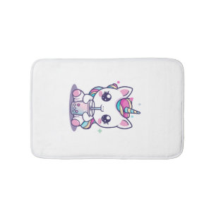 Kawaii Unicorn eating Ramen Noodle Soup Cute Graph Bath Mat