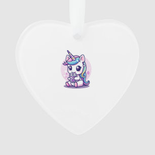 Kawaii Unicorn eating Ramen Noodle Soup Cute Graph Ornament