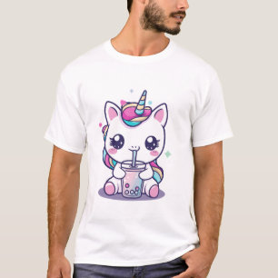 Kawaii Unicorn eating Ramen Noodle Soup Cute Graph T-Shirt