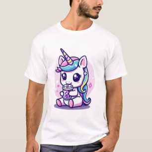 Kawaii Unicorn eating Ramen Noodle Soup Cute Graph T-Shirt