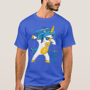 Kawaii Unicorn Jew Jewnicorn Menorah Happy Hanukka T-Shirt