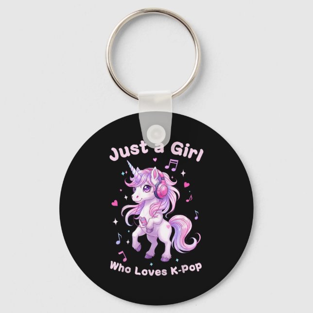 Kawaii Unicorn K-p Lover For Girls Fans  Keychain (Front)