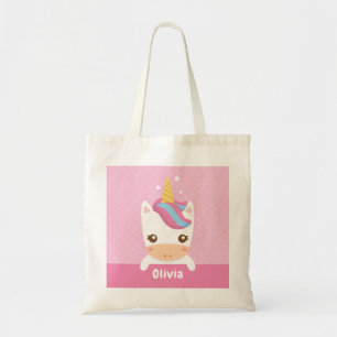 Kawaii Unicorn Pink Kids Personalized Tote