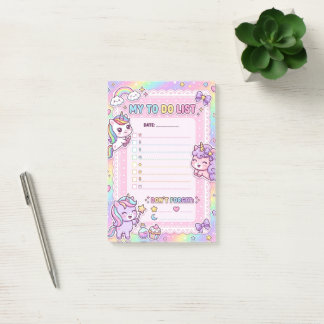 Kawaii Unicorn To-Do List Personalized Sticky Note
