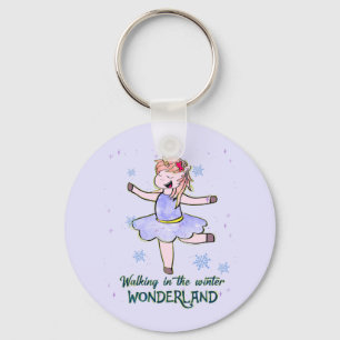 Kawaii Unicorn   Walking during Winter Keychain
