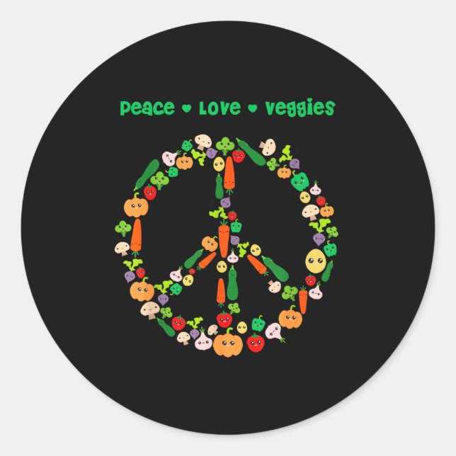 Kawaii Vegetables Peace Sign Funny Gift For Vegeta Classic Round Sticker (Front)