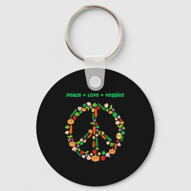 Kawaii Vegetables Peace Sign Funny Gift For Vegeta Keychain (Front)