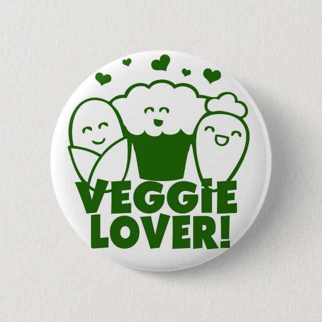 Kawaii Veggie Lover Badge 2 Inch Round Button (Front)