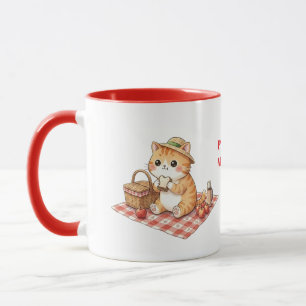Kawaii Vintage Ginger Cat Picnic Mug