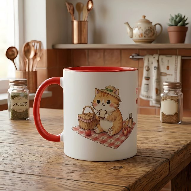 Kawaii Vintage Ginger Cat Picnic  Mug (Creator Uploaded)