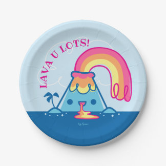 Kawaii Volcano Paper Plate
