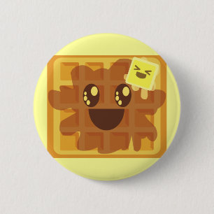 kawaii waffle butter & maple syrup breakfast 2 inch round button