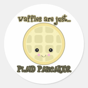 kawaii waffles are just plaid pancakes classic round sticker