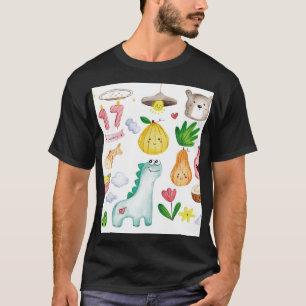 Kawaii watercolor doodles, sticker ready. T-Shirt