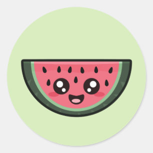 Kawaii Watermelon Classic Round Sticker