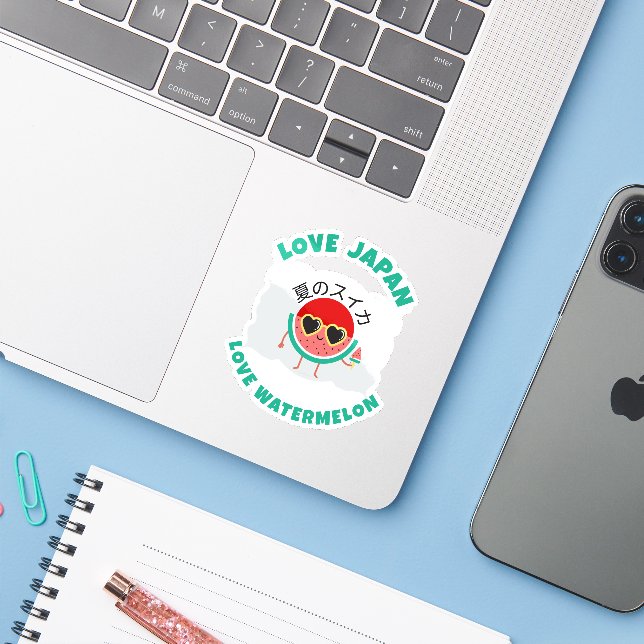 Kawaii WATERMELON LOVE JAPAN Cute Summer Fruit (Laptop w/ iPhone)