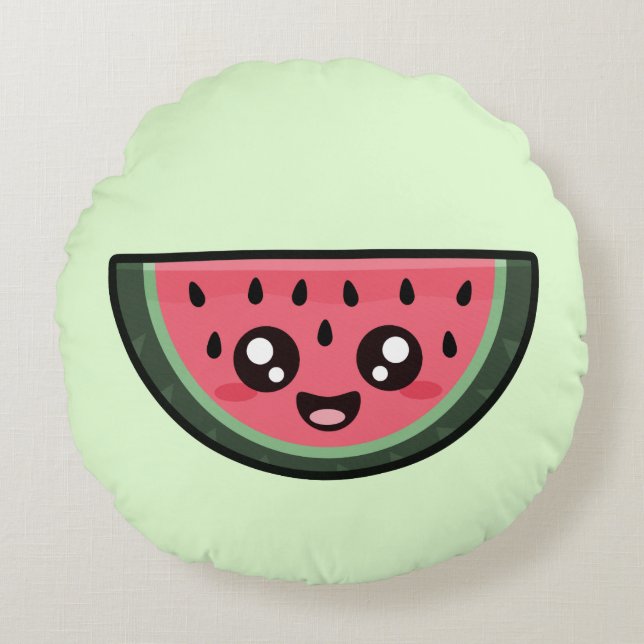 Kawaii Watermelon Round Pillow (Front)