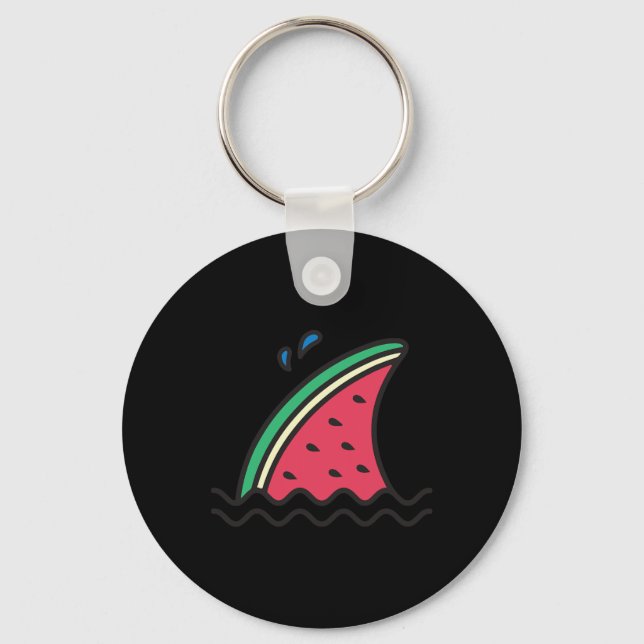 Kawaii Watermelon Shark Fin Funny Family Summer Va Keychain (Front)