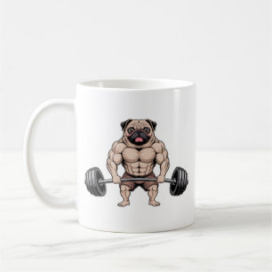 Kawaii Weightlifting Muscular Pug Dog Lover Coffee Mug