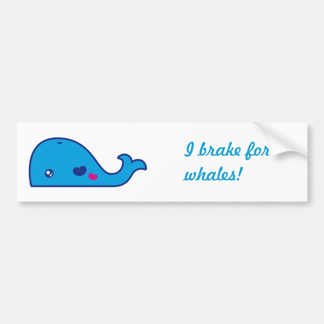 Kawaii whale bumper sticker (Front)