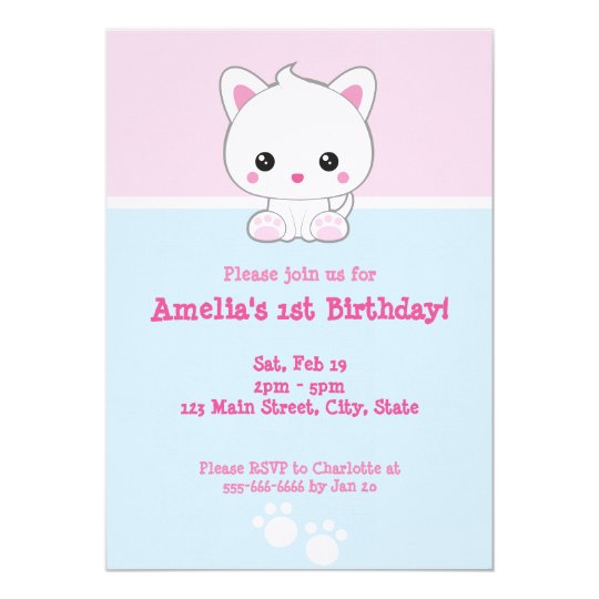 Kawaii White Cat Card