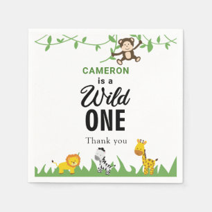 Kawaii Wild One Birthday Safari Jungle Animals Napkin