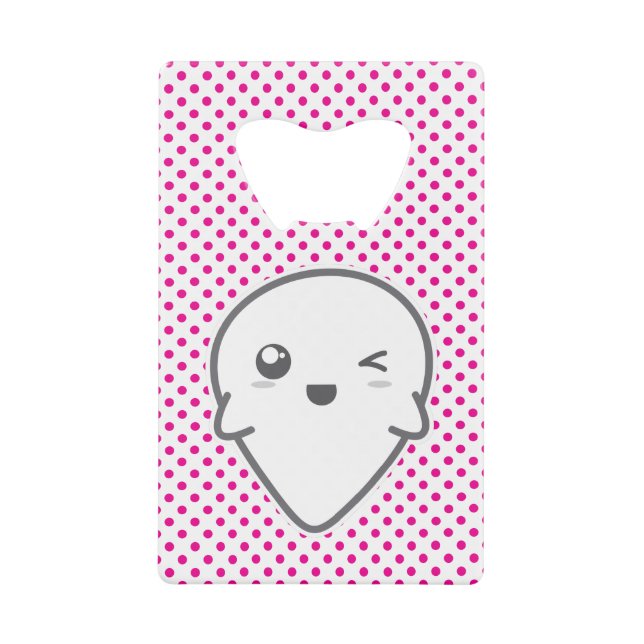 Kawaii Winking Ghost Bottle Opener Credit Card Bottle Opener (Front)