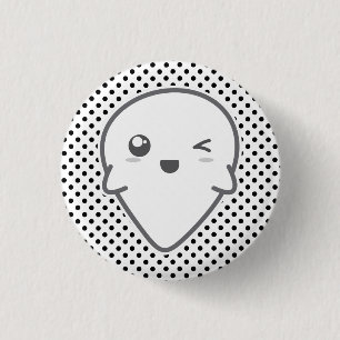 Kawaii Winking Ghost Button