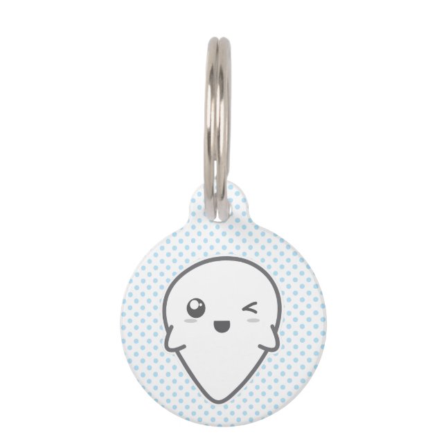 Kawaii Winking Ghost Dog Tag (Front)
