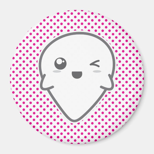 Kawaii Winking Ghost Magnet (Front)