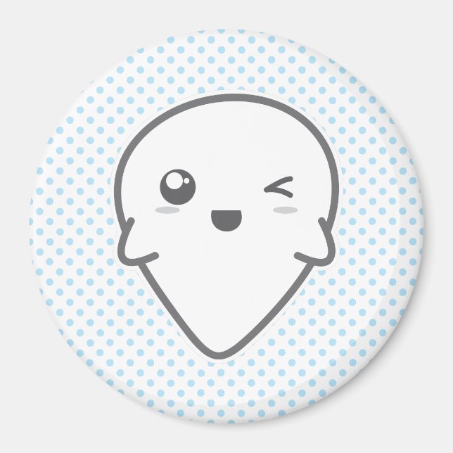 Kawaii Winking Ghost Magnet (Front)