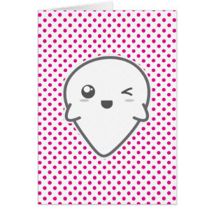 Kawaii Winking Ghost Note Card
