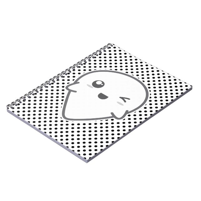 Kawaii Winking Ghost Notebook (Left Side)