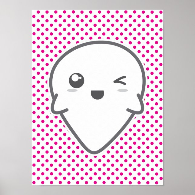 Kawaii Winking Ghost Poster Imprimer (Devant)