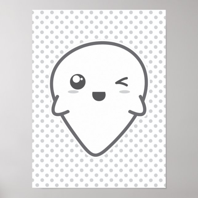Kawaii Winking Ghost Poster Imprimer (Devant)
