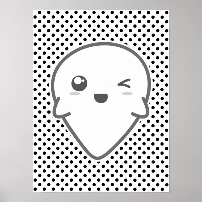 Kawaii Winking Ghost Poster Imprimer (Devant)