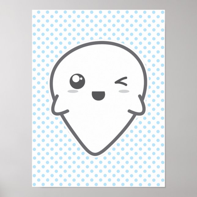 Kawaii Winking Ghost Poster Imprimer (Devant)