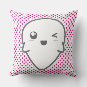 Kawaii Winking Ghost Throw Pillow