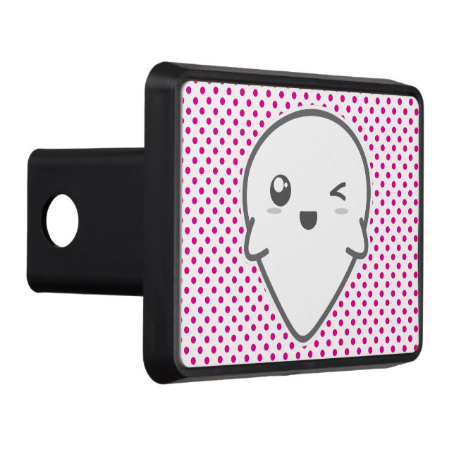 Kawaii Winking Ghost Trailer Hitch Cover (Right)