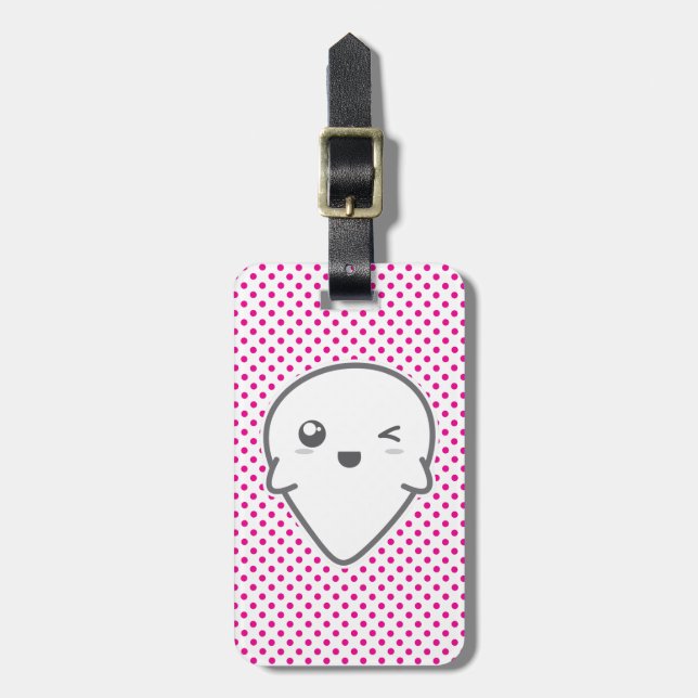 Kawaii Winking Ghost Travel Luggage Tags (Front Vertical)